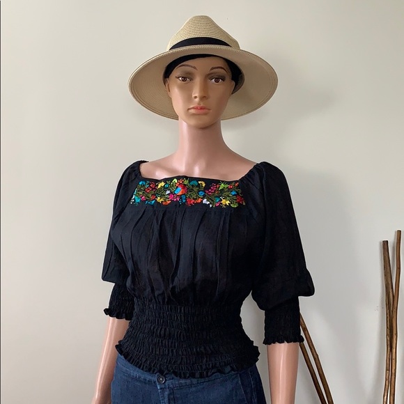 Boho Mexican top With san Antonino Silk Embroidery - Picture 2 of 8